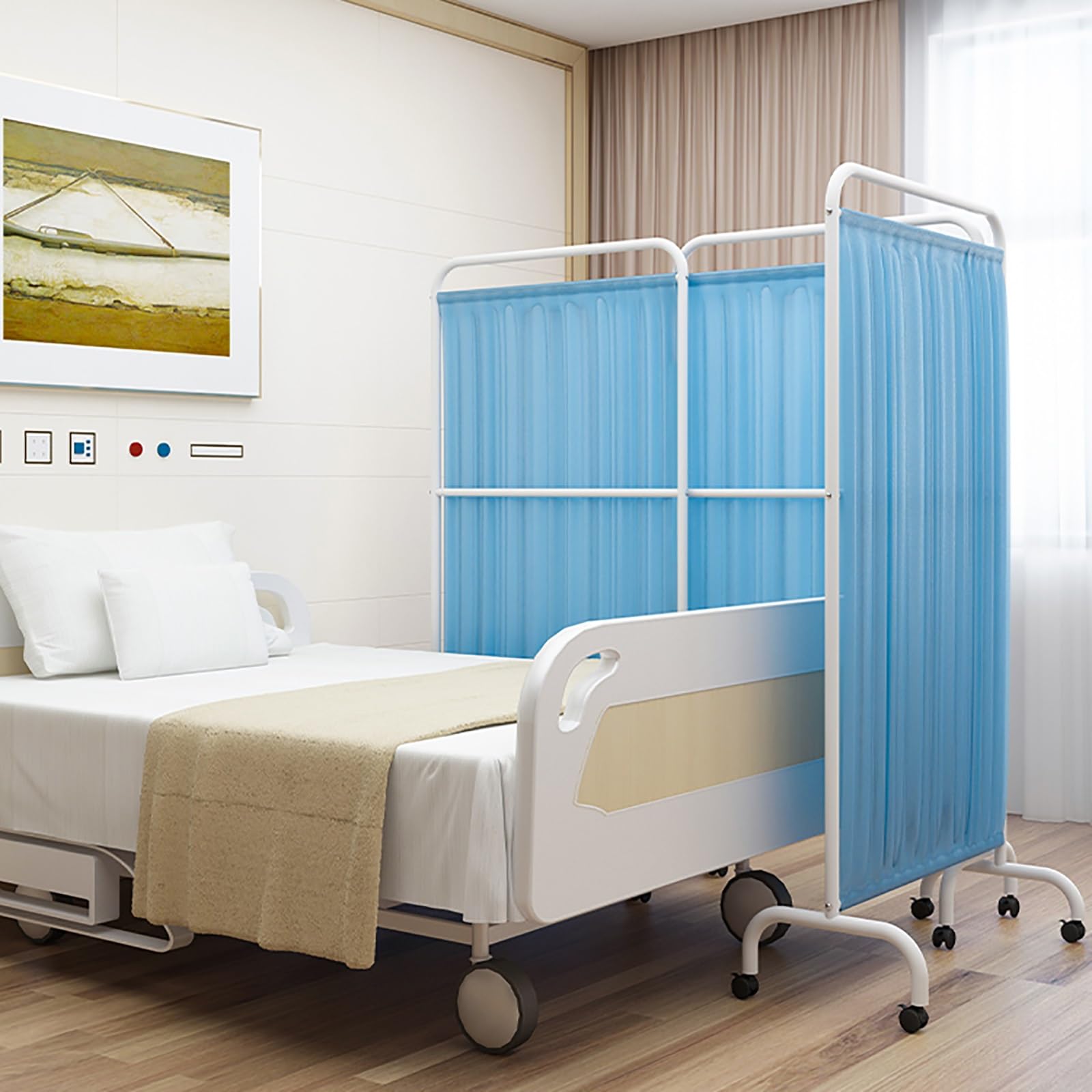 Biombo Separador de Ambientes, Divisor de Ambientes, Mampara de Puerta Vertical de un Solo Panel con Ruedas, para Oficina Dormitorio(Yellow)