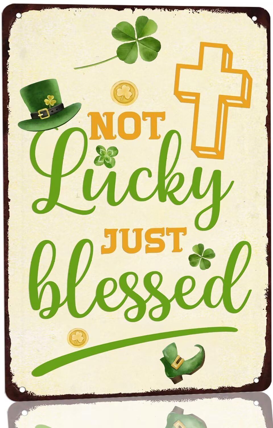 Lucky Meadow Farm Metal Tin Sign Vintage Irish St Patricks Day Farm Art Decor Metal Decorative Plaque for Home Kitchen Farmhouse Dining Room Restaurant Signs 8x12 Inch