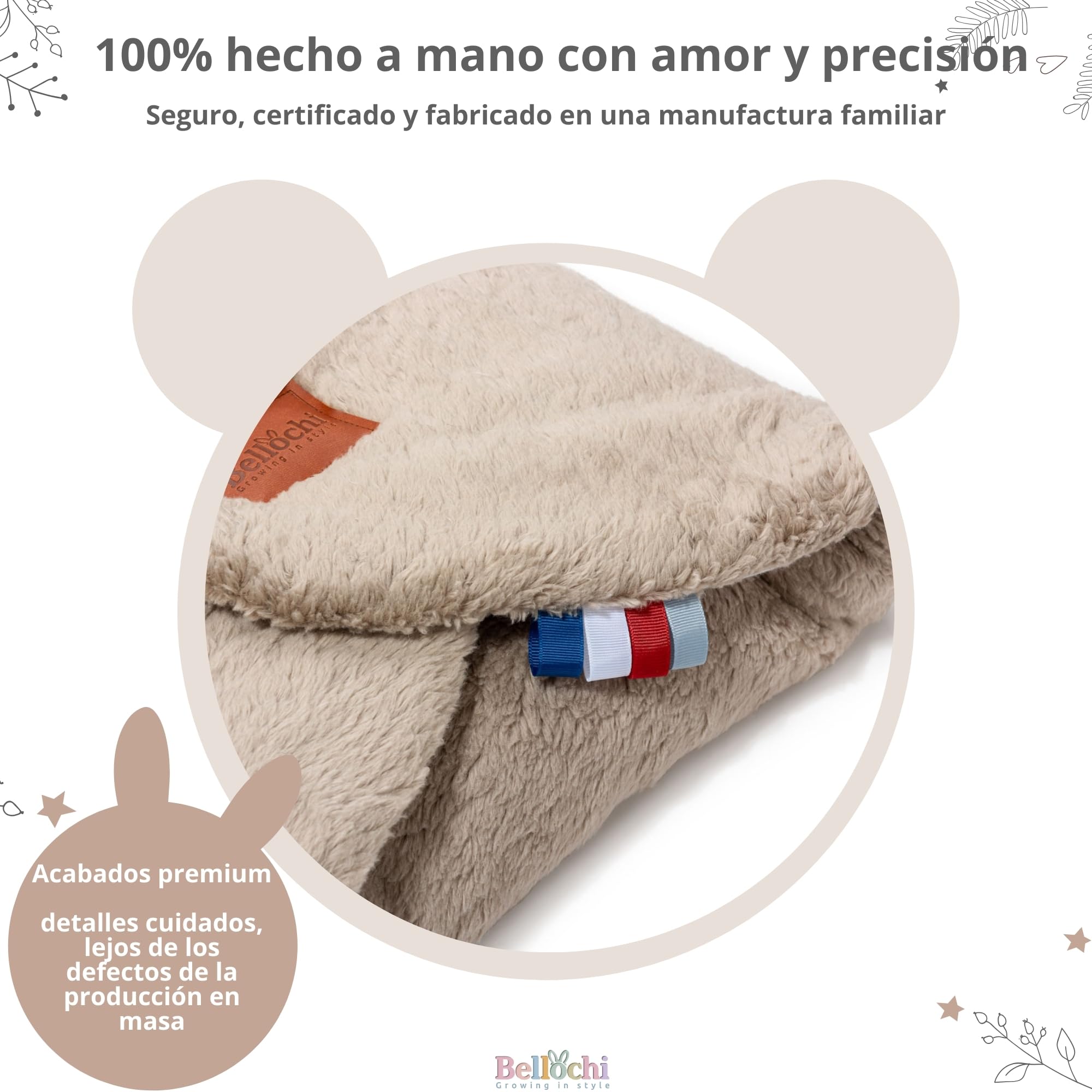 BELLOCHI Manta para capazo de bebé, color marrón, manta para cochecito y asiento de coche, 90 x 90 cm, algodón suave, con certificación Oeko-Tex, manta de invierno para bebés