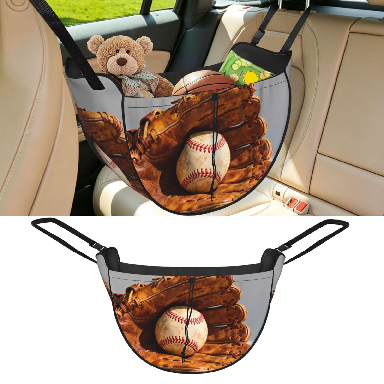 Cntdbu Black Baseball Glove Ball Car Seat Organizer-Backseat Storage Bag For Travel