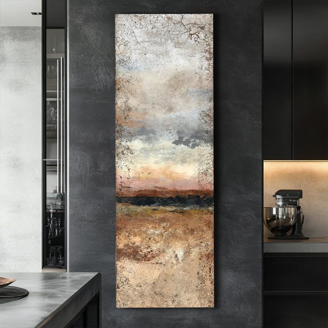 Yusuzhu Internal Frame Tall Narrow Textured Canvas Wall Art, Long Vertical Print For Office, Dining Room, Living Room,Or Bedroom Narrow Artwork(30X90cm/Inner Frame)
