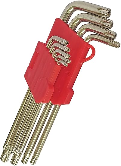 Inditrust NEW Heavy duty 9pc Silver Long Torx/Star allen key set Multi Size T10-T50 Allen Key Set