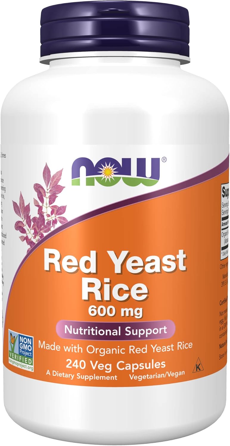 NOW Supplements, Red Yeast Rice 600 mg, Made with Organic Red Yeast
