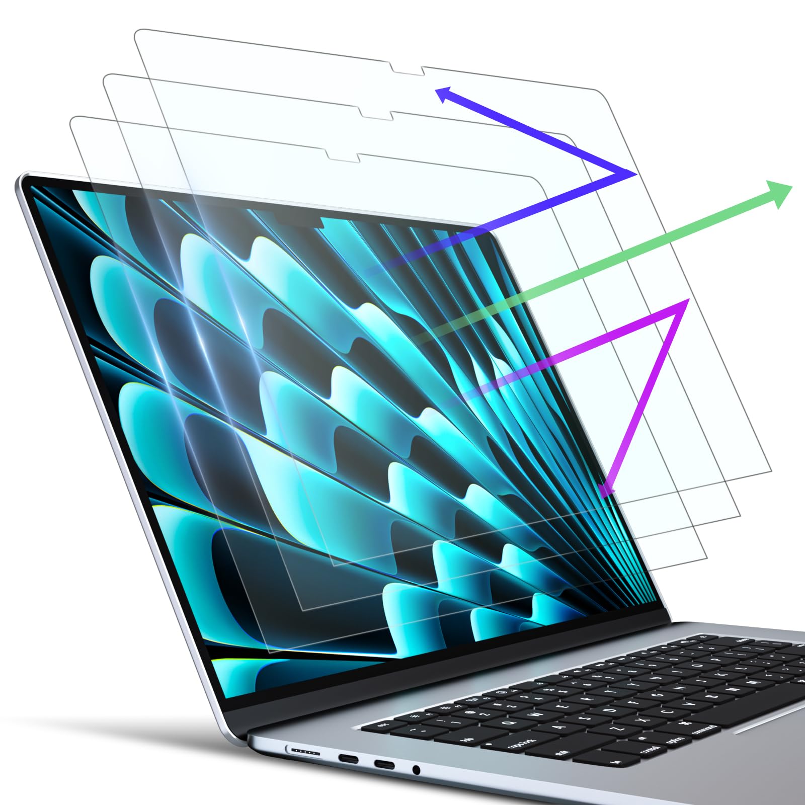 PYS Pellicola protettiva anti luce blu per MacBook Air da 13,6 pollici (2025/2024/2022, M4/M3/M2, chip A3240 A3113 A2681), antiriflesso, antigraffio, anti-impronte, senza bolle d'aria, confezione da 3