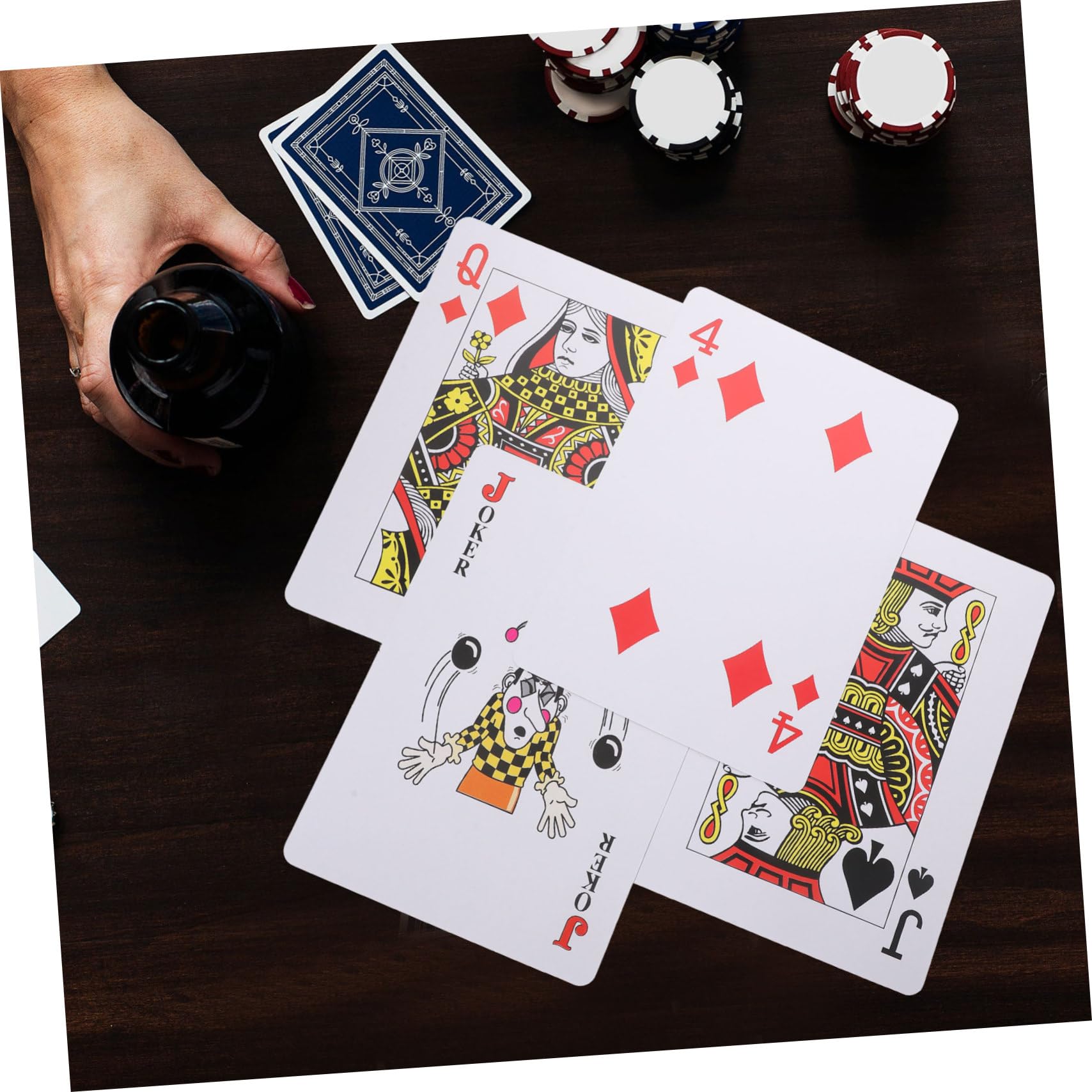 Yardwe Carte da Poker Grandi a Caratteri Grandi, Set Bianco | Carta Patinata, Finitura Liscia, Formato Portatile, per Casa e Esterni, per Adulti