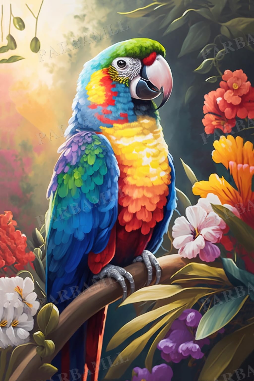 Montanari Papagallo 油彩画 50x70 cm Amazon.com: Hd Interior Decorative Wall Art,Parrot Painting Among