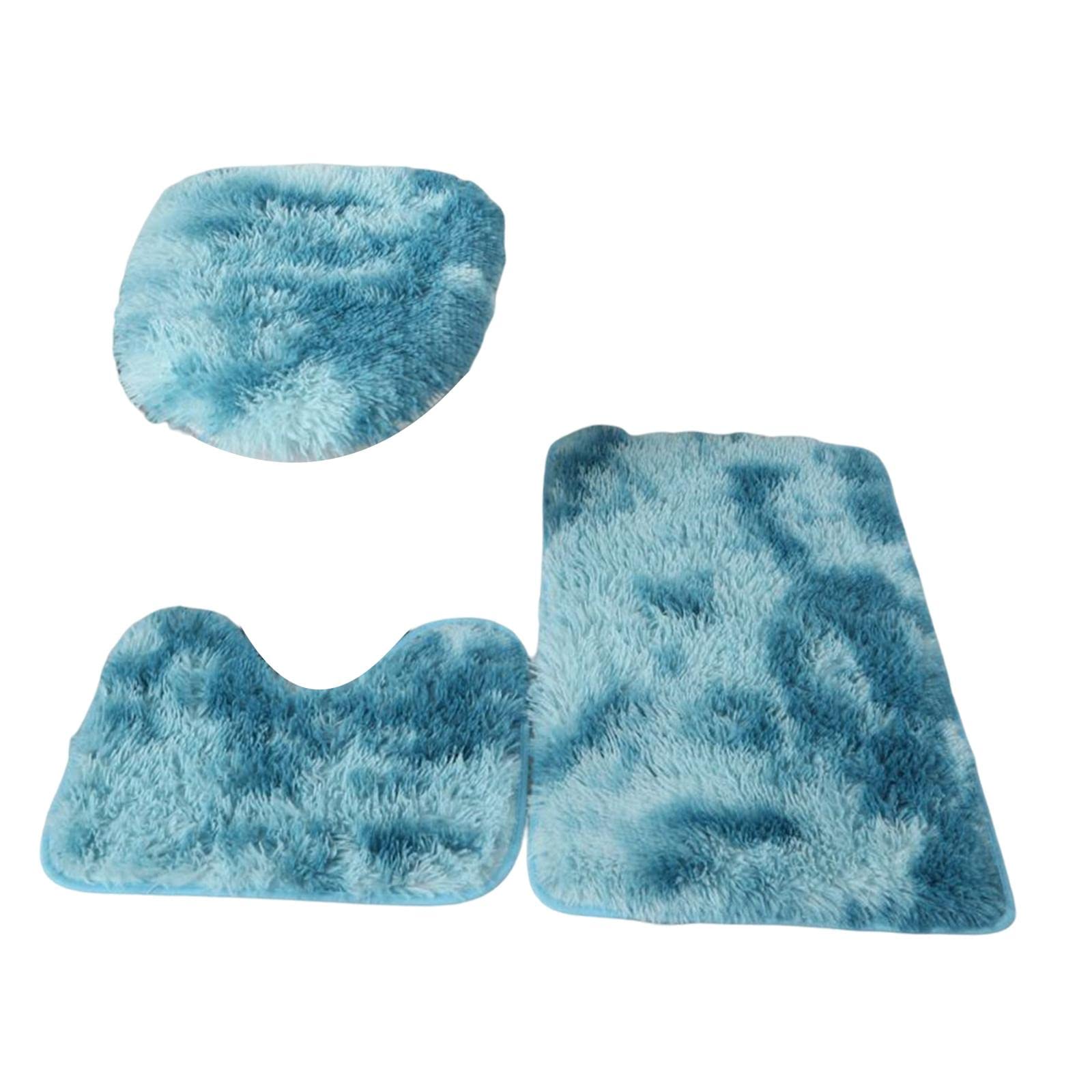 Ensemble de 3 tapis de bain absorbant bleu marine avec abattant