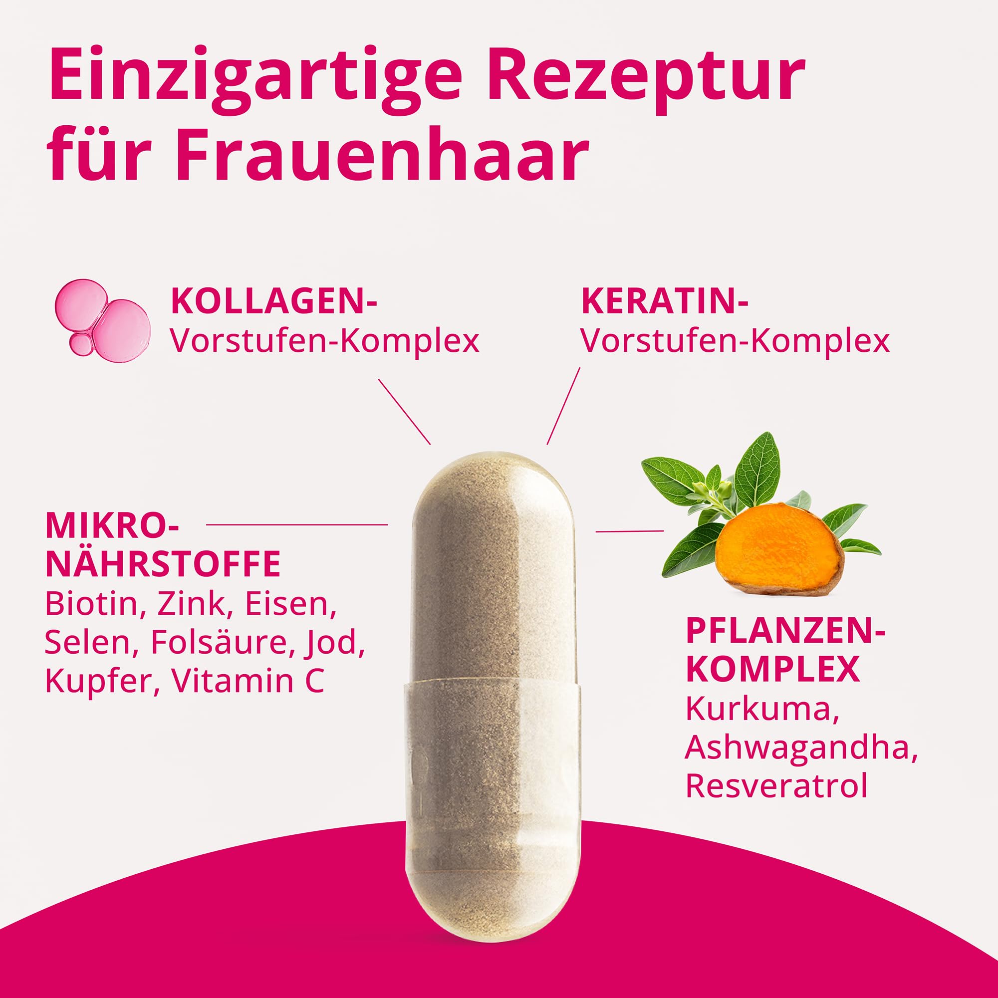 WHOLESOME HAIR für Frauen – entfessele dein natürliche Haarwachstum mit Biotin, Kupfer, Eisen, Zink, Vitamin C, Folsäure, Jod, Selen - 90 vegane Kapseln