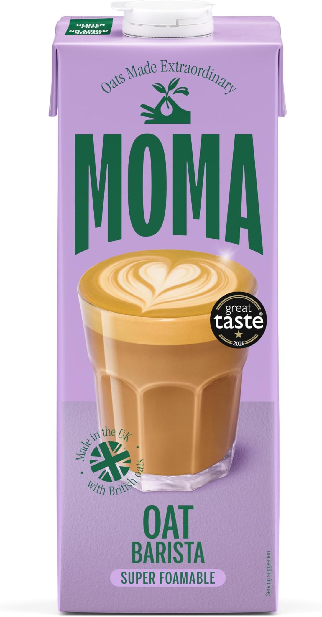 MOMA Barista Edition Oat Drink - 1 x 1L - 100% Plant Based Vegan - Perfect for Frothy Coffee - Made with the whole of the oat for fibre and delicious flavour - No Added Sugar - Vit D, B2 and B12