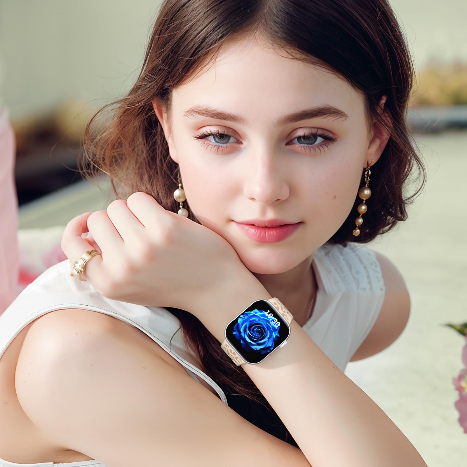Leopard Engraved Band Compatible with Apple Watch Straps 38mm 40mm 42mm 44mm 45mm 46mm 49mm for Women, Silicone Sport Replacement Wristband for iWatch Series 11 10 9 8 7 6 5 4 3 2 1 SE Ultra — view 5