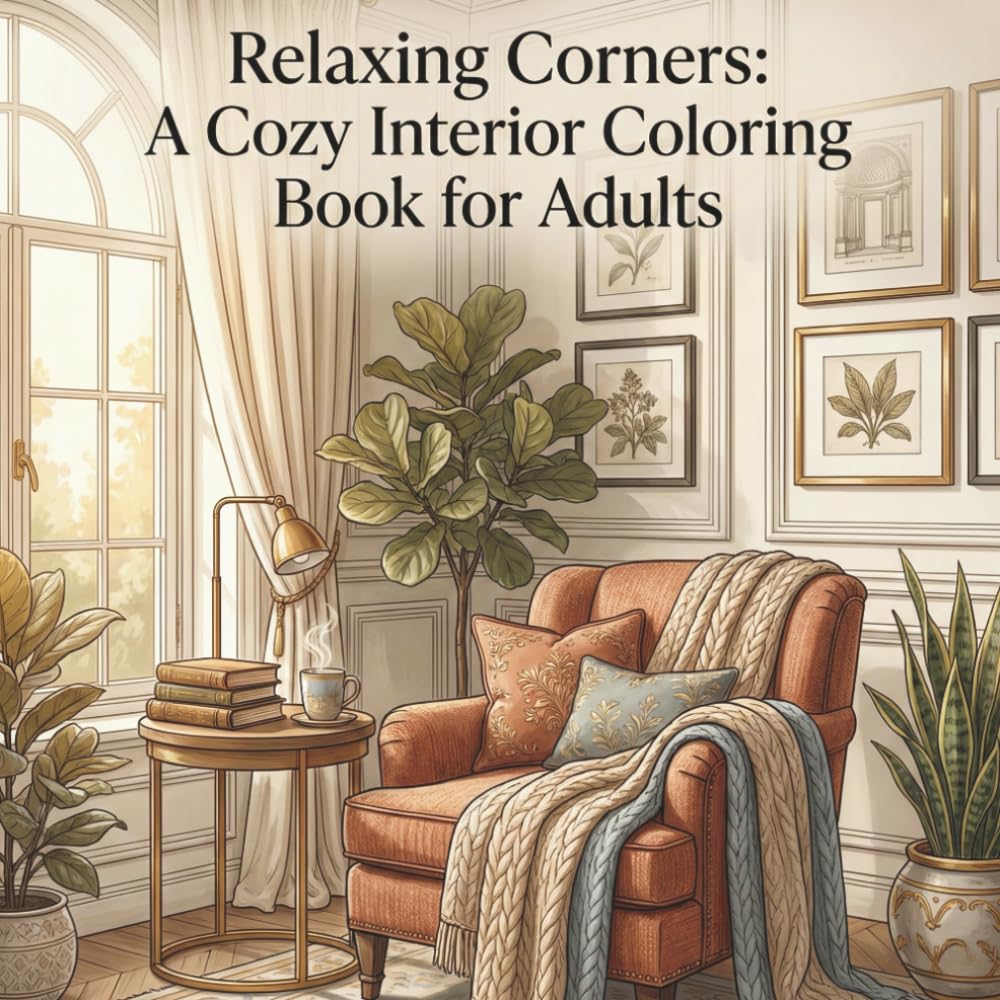 Relaxing Corners: A Cozy Interior Coloring Book for Adults: Peaceful Rooms, Quiet Spaces, and Detailed Home Scenes for Stress Relief and Mindful Relaxation