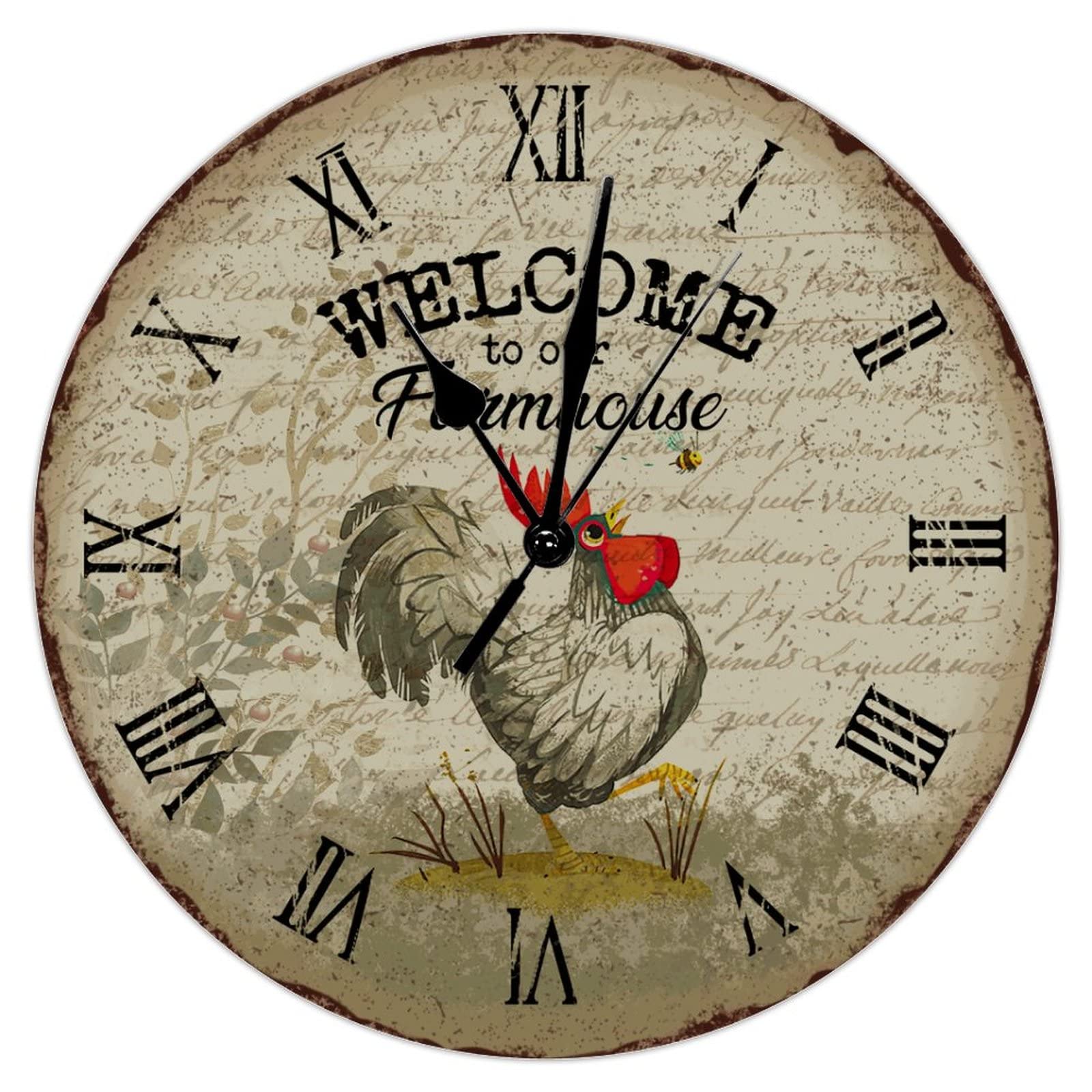 Horloge murale en bois 38 cm rustique et silencieuse au design soigné