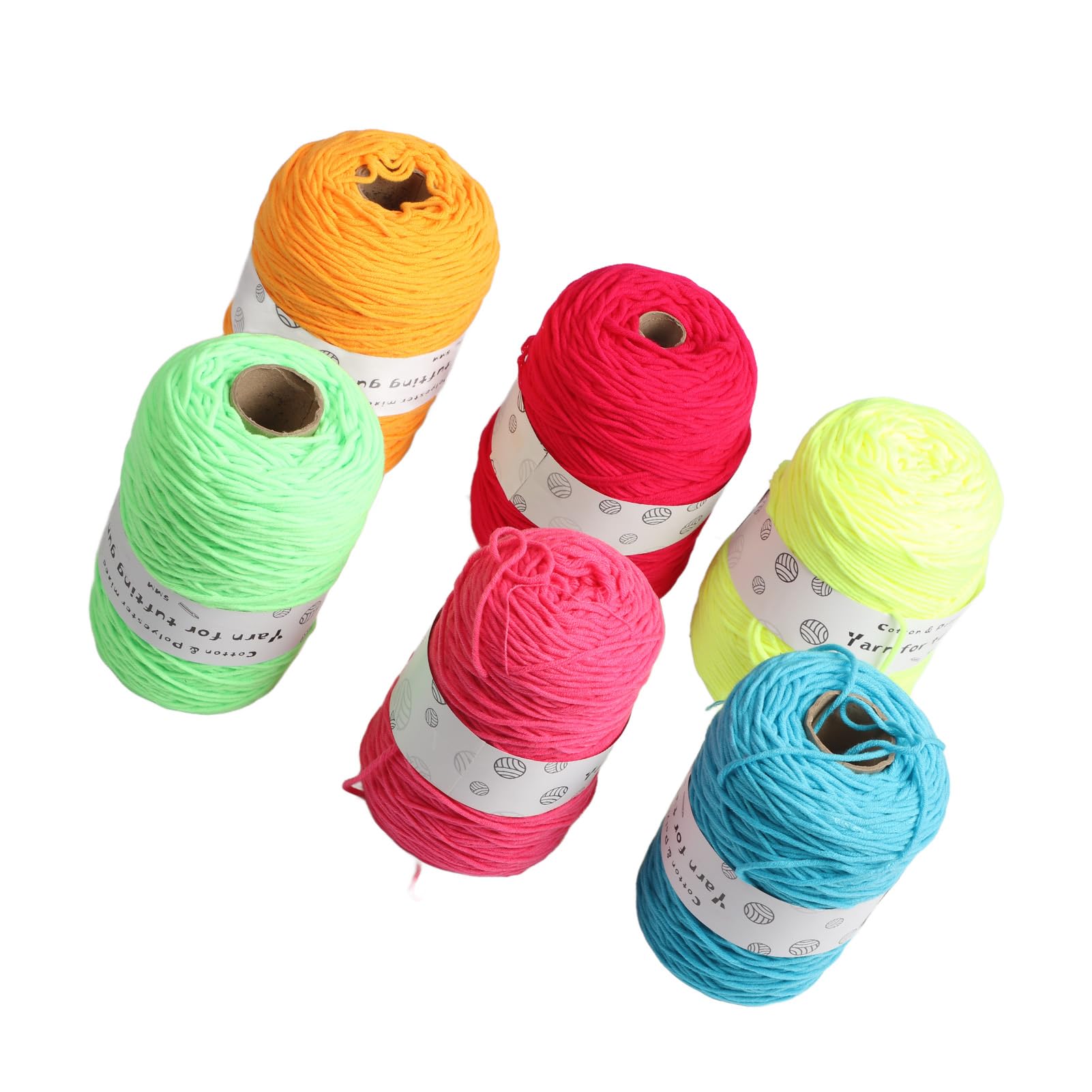 Generic Filato Tufting Luminoso 6 Rotoli 437 Iarde Ciascuno Filato Per Maglieria Per Tappeti Resistente Al Restringimento Di Colore Fluorescente Per Uso Domestico Fai Da Te