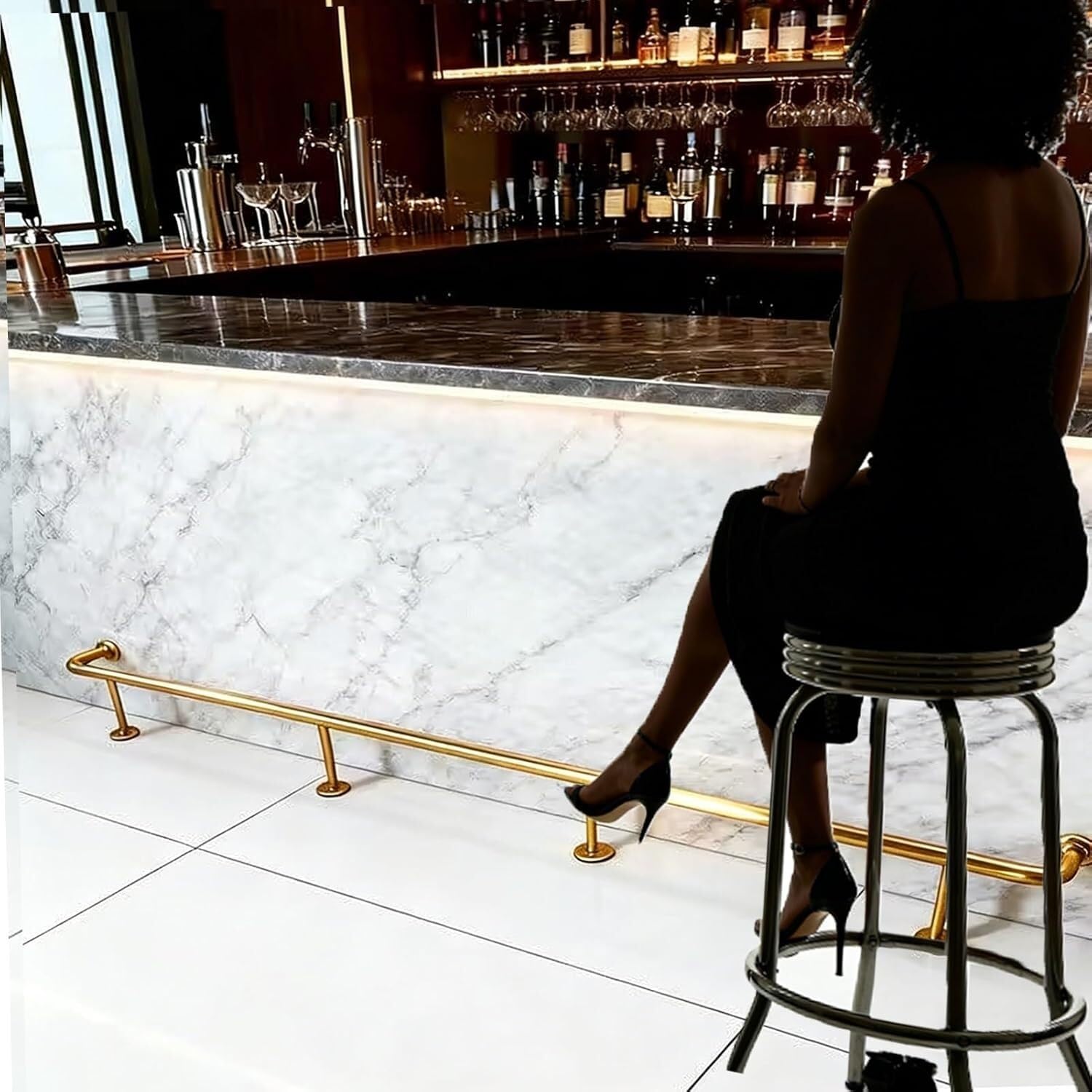 SSDDLZEQ Fixed floor-mounted models Commercial Bar Counter Handrail Kit, Suitable For Kitchen Islands And Bar Counters(140cm/4.6ft)