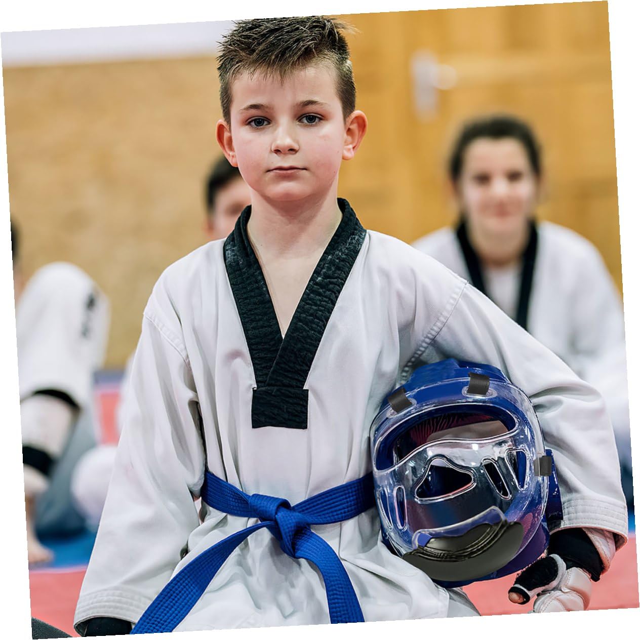 Maschera Protettiva per Viso in Plastica Temperata 2 Pezzi per Allenamento Karate e Taekwondo Protezione Completa e Vestibilità Confortevole