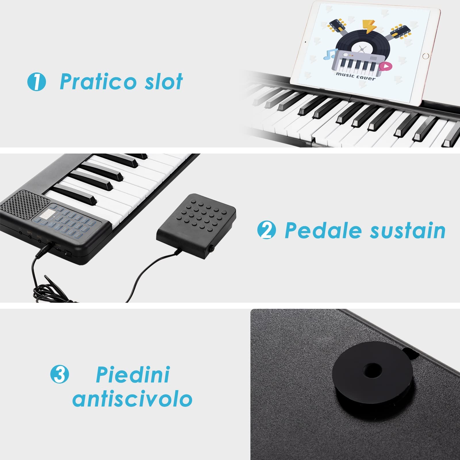 GYMAX Pianoforte Elettronico, Doppia Tastiera di 88 Tasti, 137x16,5x5cm (Nero)