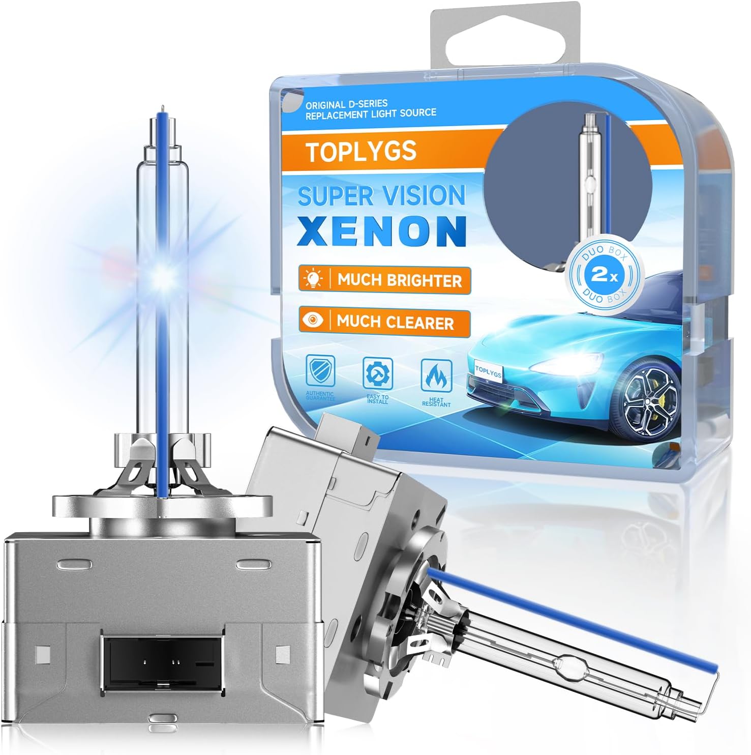 D3S Hid Headlight Bulbs, 6000K Cold White, 35W OEM Xenon Headlight Bulb 66340 42403 42302 Replacement, Up to 400% Brightness, 6800 Hours Long Lifespan, Pack of 2