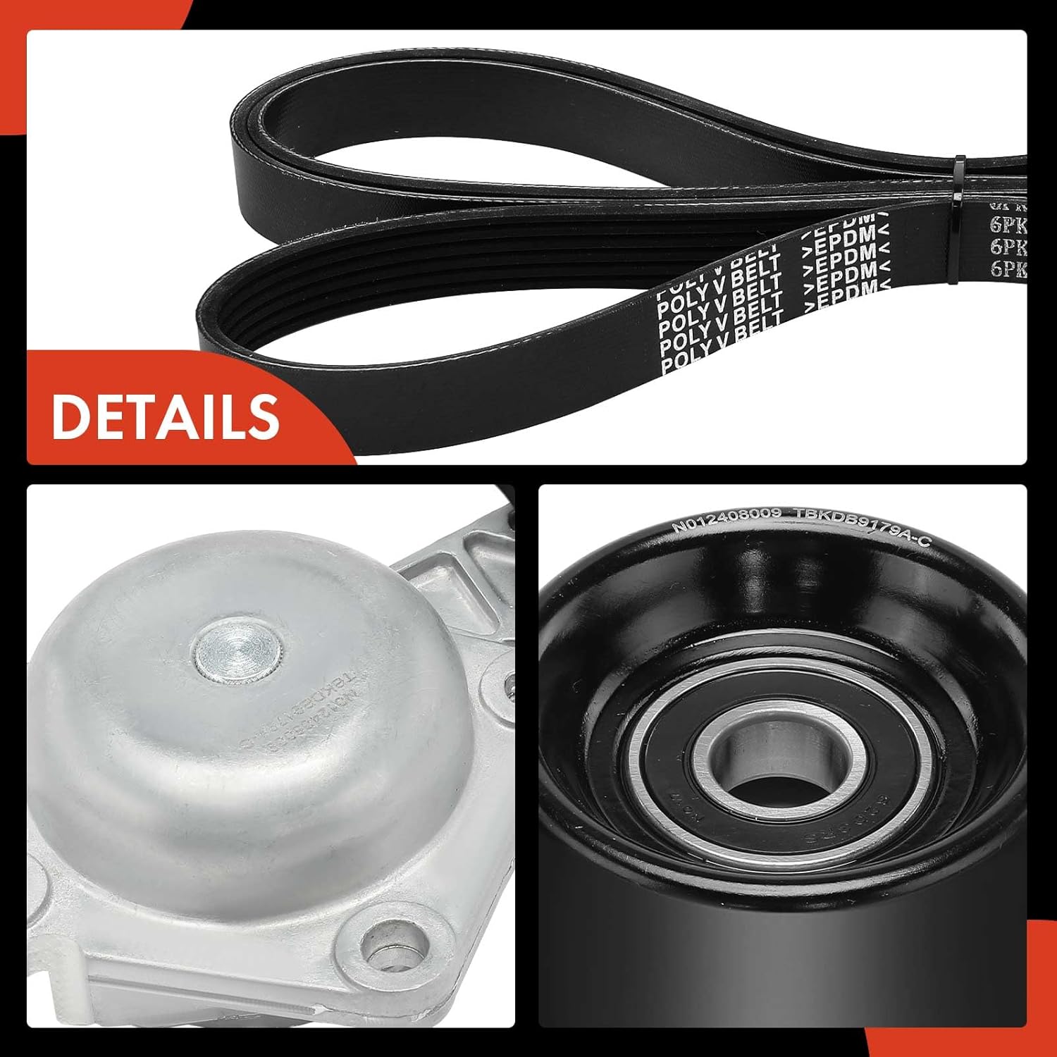 A-Premium Engine Serpentine Belt Drive Kit W/Tensioner & Idler Compatible with Ford & Starcraft Bus Cars - F-150 2010-2014, E-350 Super Duty 2017-2018, E-450 Super Duty 2017-2019, Starlite - 6.2L