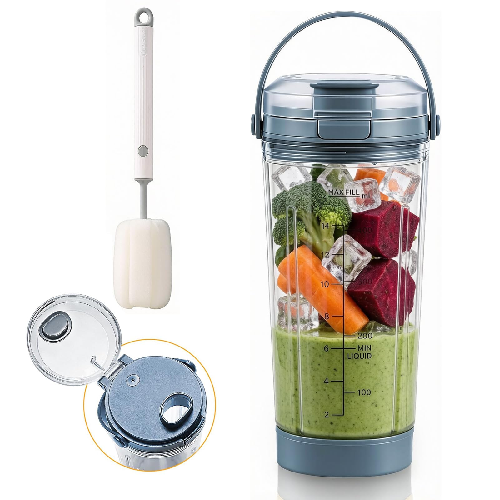 Coxyzoxy Replacement Blender Cup Compatible with Ninja Blast Blender, 18oz Portable Blender Cup Replacement Part Accessories with Sip Spout Lid & Bottom Cap for Ninja Blast BC151&BC100 Series(Blue)