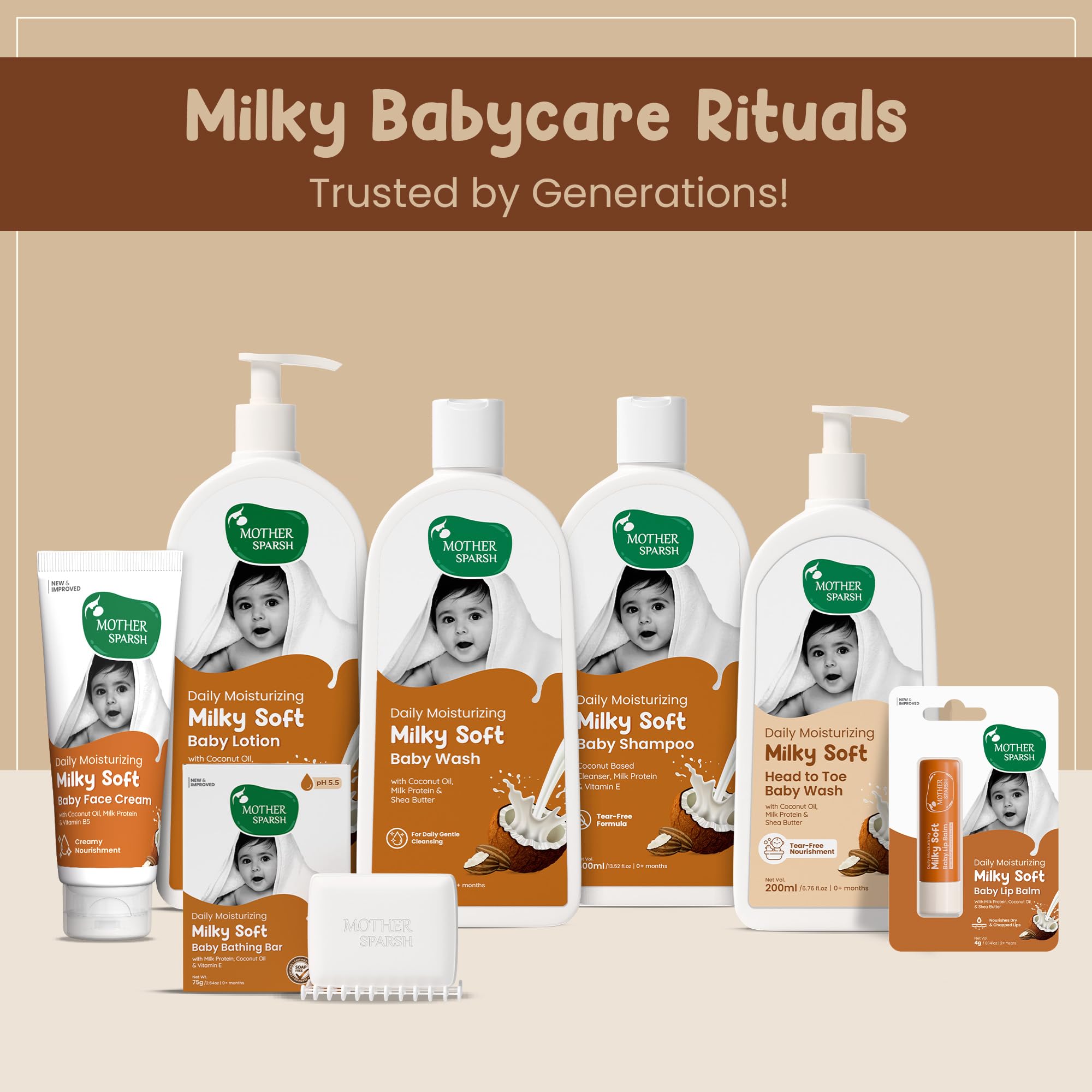 Mother Sparsh Milky Soft Baby Shampoo - 400ml | For Daily Moisturizing | Tear Free Formula With Milk Protein, Vitamin E & Coconut Oil 4