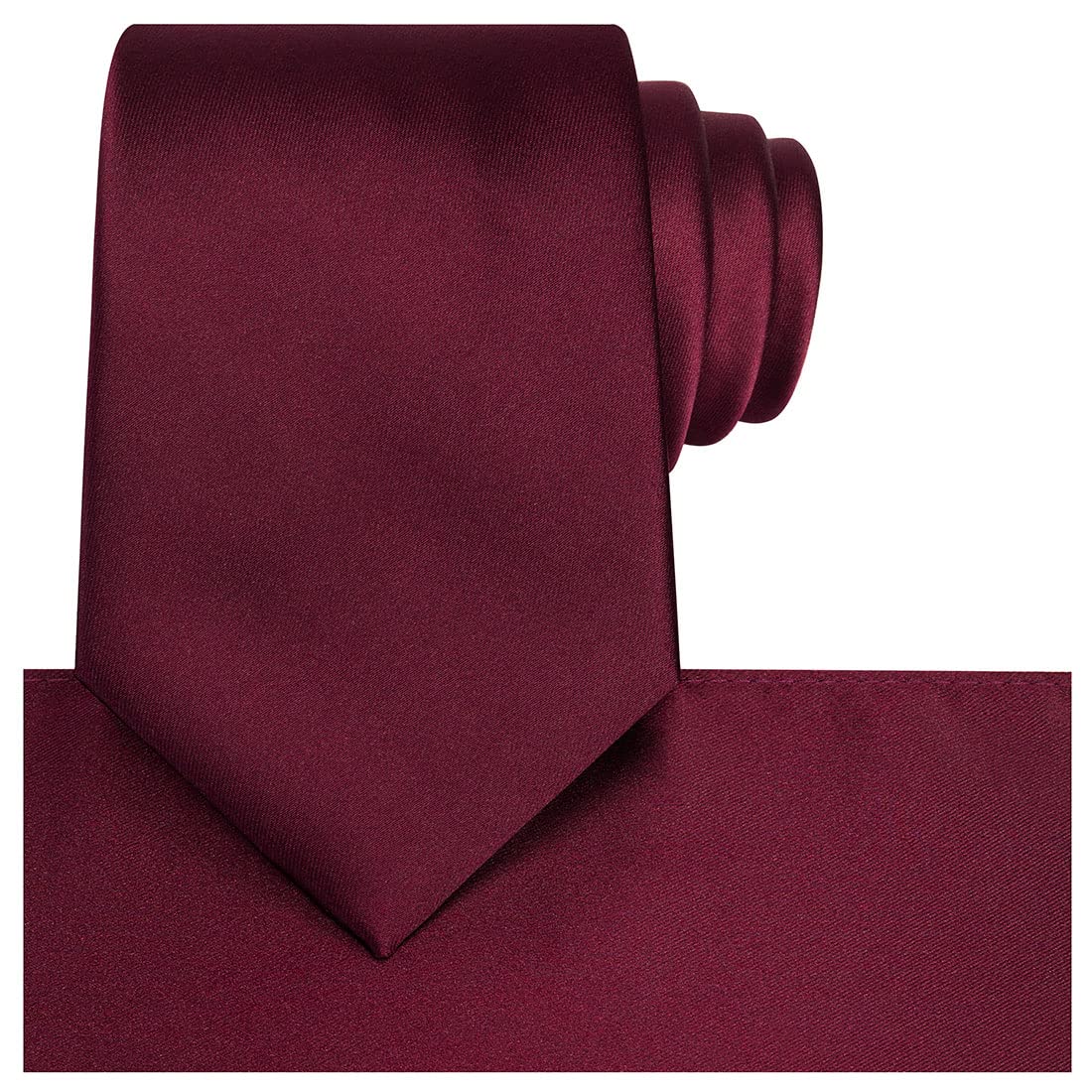 Satin Tie Set Solid Ties Mens Necktie + Pocket Square