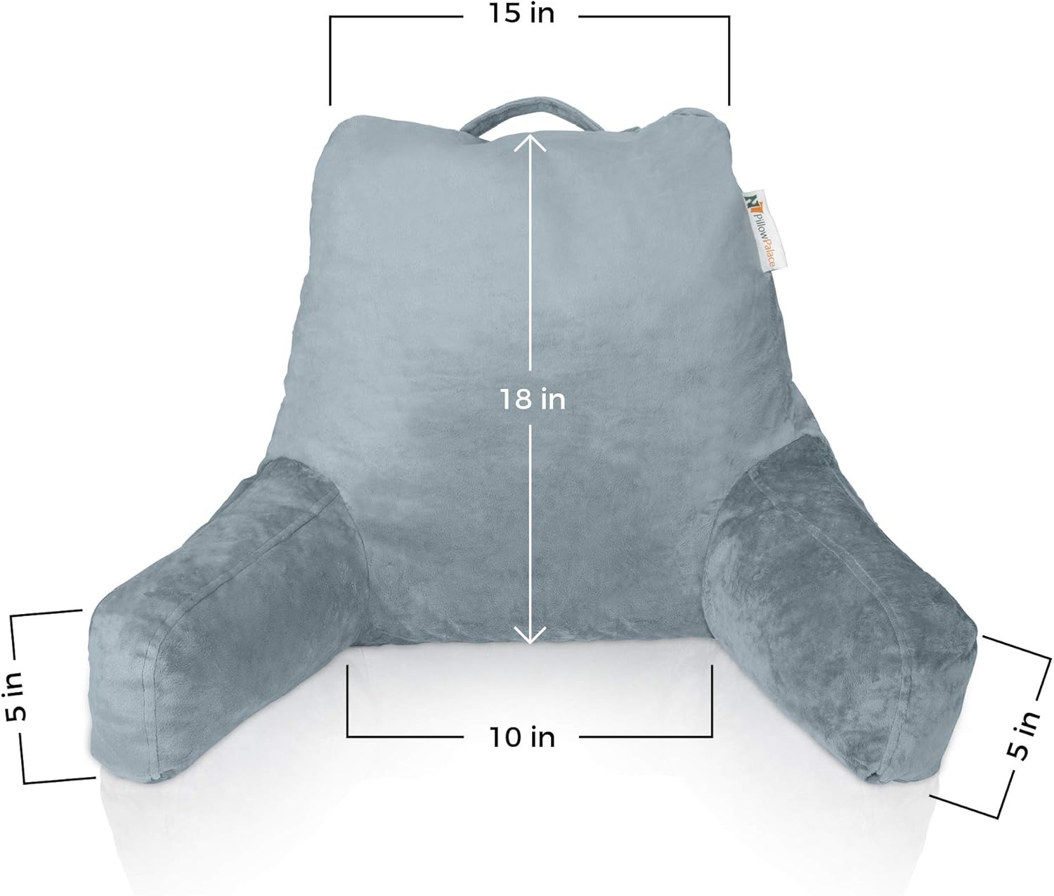 Large Plush Reading Pillow | Shredded Memory Foam Bedrest TV Pillow with Armrests | Great for Adults, Teens, Kids, & Pregnant Woman | Neck, Upper Back, Lumbar, & Coccyx Lower Back Support Cushion : Home & Kitchen