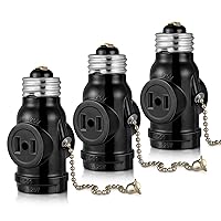 Vista 8 de 2 adaptadores de toma de luz de salida, toma de bombilla E26 a divisor de salida, convierte el enchufe de tornillo mediano en un enchufe con dos