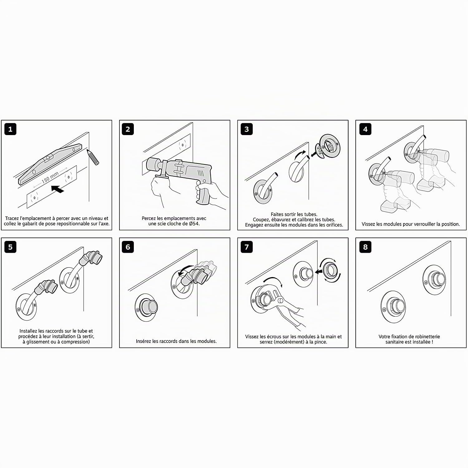 Somatherm - Sortie de cloison PER - FIXOPLAC Machine à laver - PER Ø16 droit à sertir - Femelle 1/2" (15/21) -