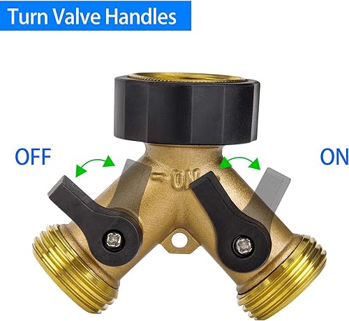 Miniatura 3 de Paquete de 3 divisores de manguera, divisor de manguera de jardín resistente de 2 vías, conector de manguera de jardín de latón con 12 arandelas de