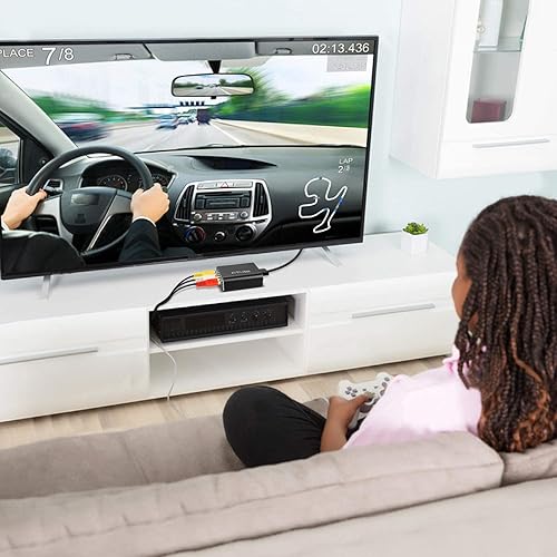 Miniatura 6 de Convertidor RCA a HDMI, Runbod AV2Hdmi 1080P RCA compuesto CVBS AV a HDMI Video Audio Caja para PS2 Wii Xbox VHS VCR Cámara DVD, soporte PALNTSC con