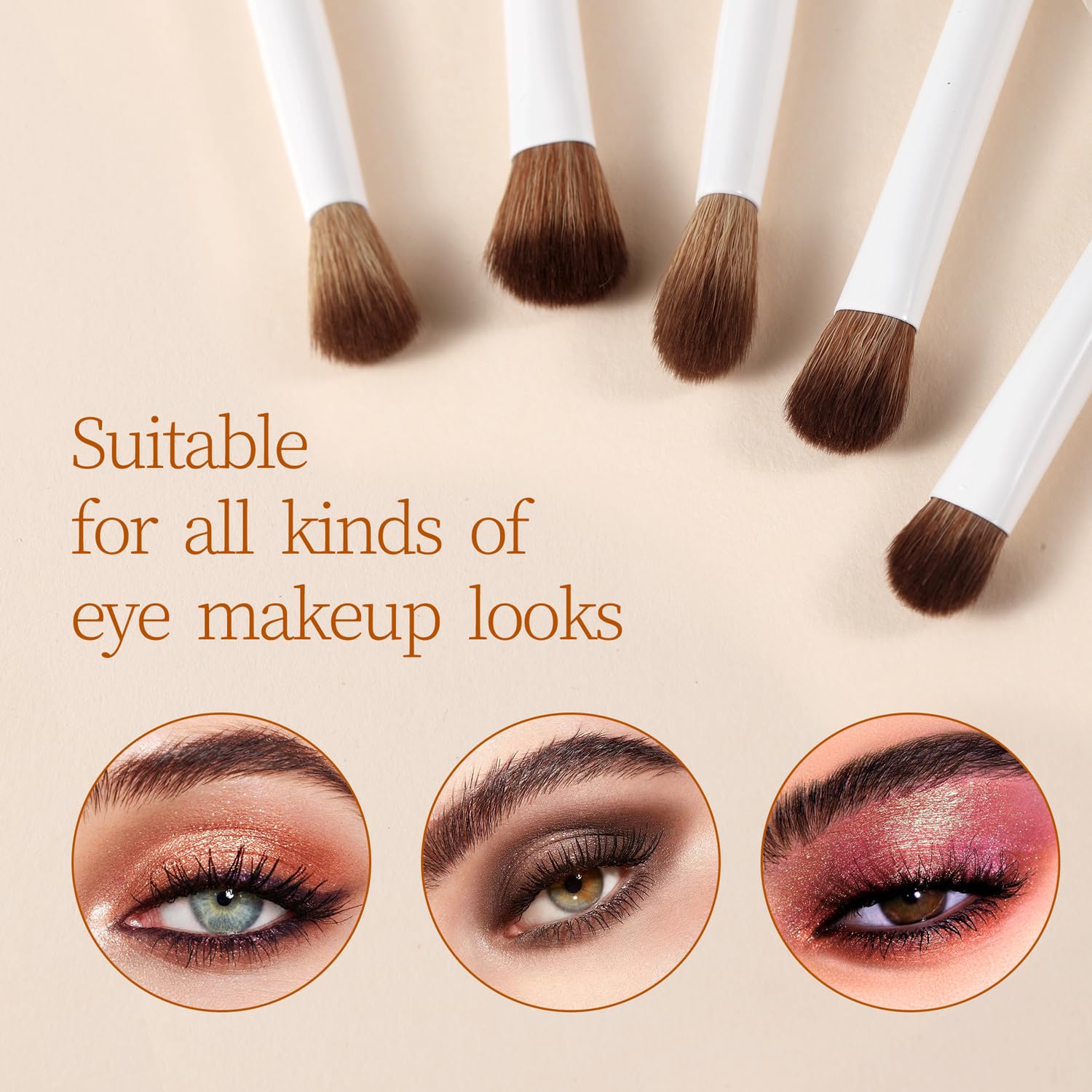 Lot de 14 pinceaux de maquillage synthétiques de haute qualité pour fond de teint, correcteur, fard à paupières, mélange d'eyeliner, pinceaux de maquillage avec support et 5 éponges