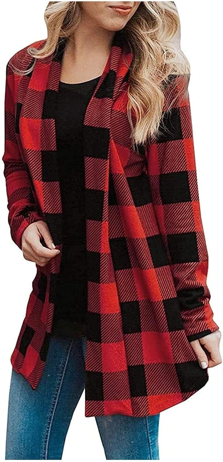 Women Shackets Long Sleeve Flannel Shirts Button Down Blouse Plaid Tops Fall Outfits Fashion Winter Jackets