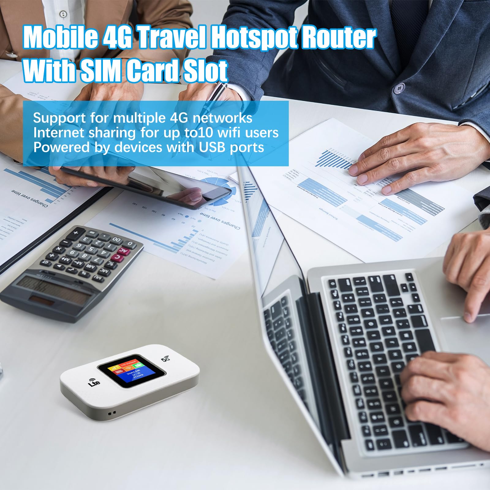 Hotspot mobile 4G LTE, point d'accès WiFi sans fil portable 300 Mbps avec écran LCD et fente pour carte SIM, routeur de poche 4G de voyage pour l'Europe, la maison et les entreprises