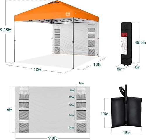Miniatura 8 de Best Choice Products Toldo desplegable fácil de 10 x 10 pies con pared lateral, 10 bolsillos, funda de transporte portátil, configuración de 1