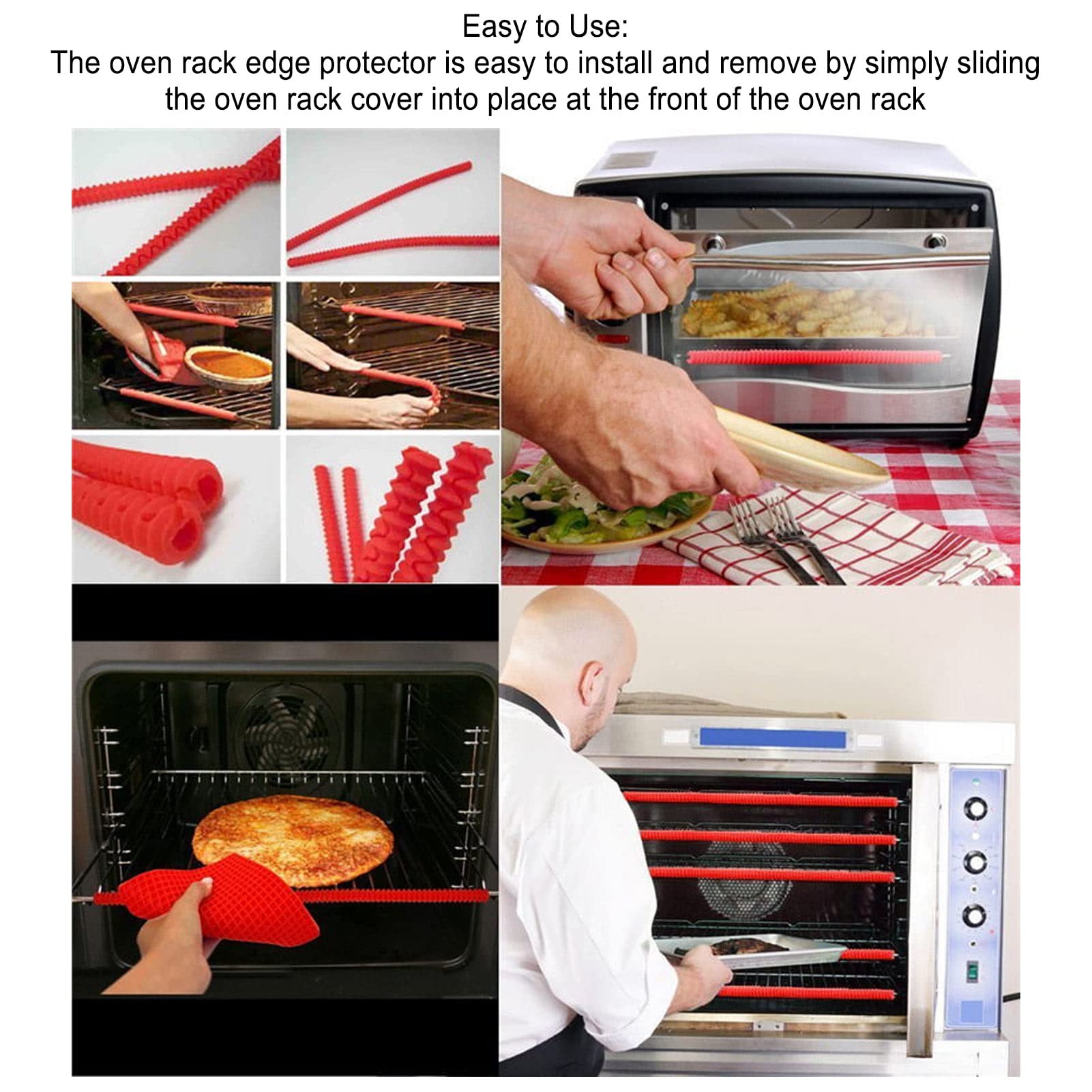 Protège-bords De Grille De Four Tnfeeon - Lot De 4 En Silicone Rouge - Résistant à 360°C