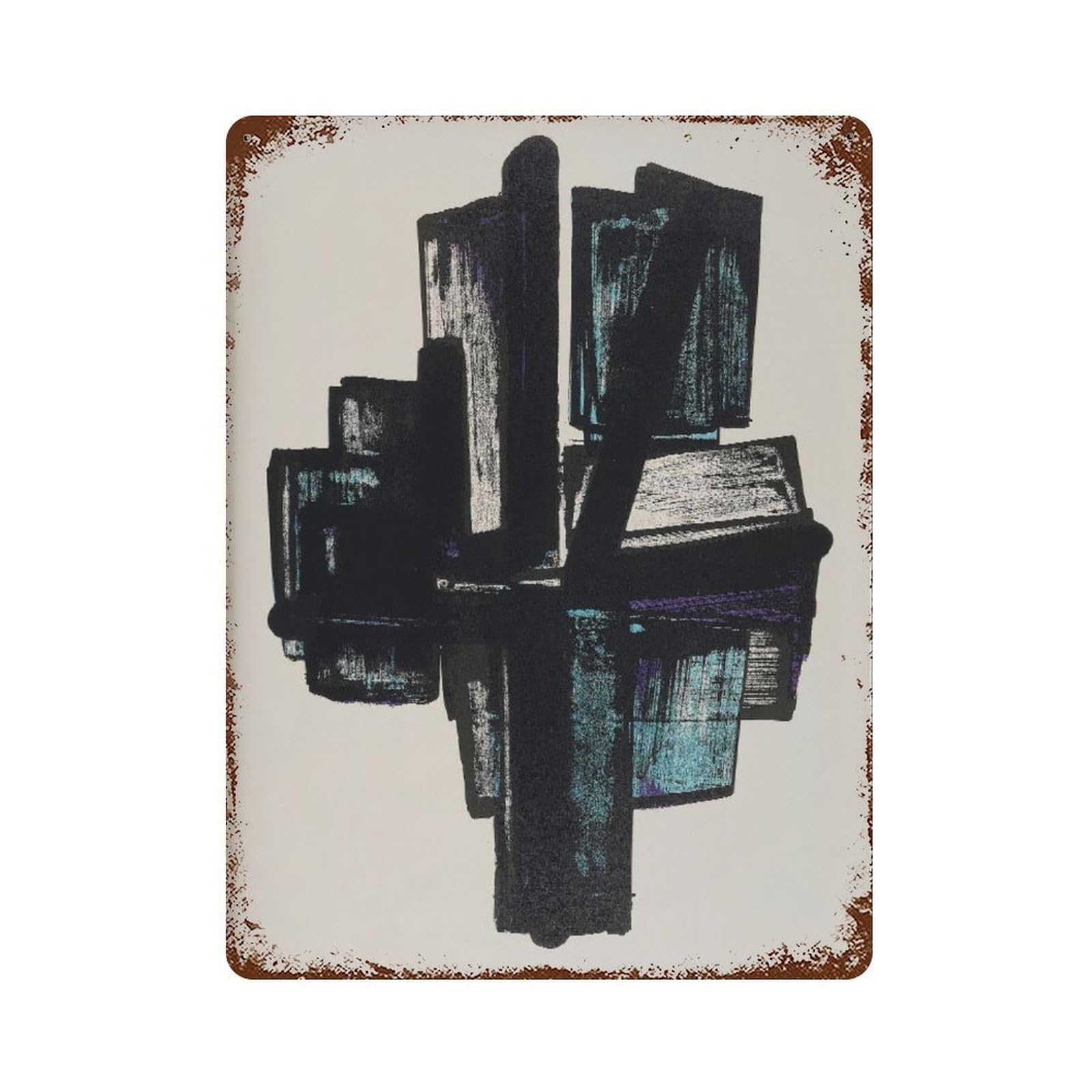 xiaoxiaoshen Soulages Exhibition Brush Strokes Abstract1 Wall Decor Art Metal Tin Poster Modern Home Decor Art Home Bar Shop Decorations Vintage Sign 40x30cm
