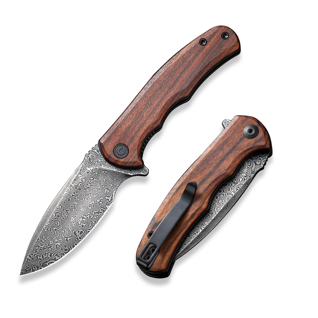 CIVIVI Mini Praxis Klappmesser mit 7,56 cm Damastklinge und Guibourtia-Holzgriff C18026C-DS1