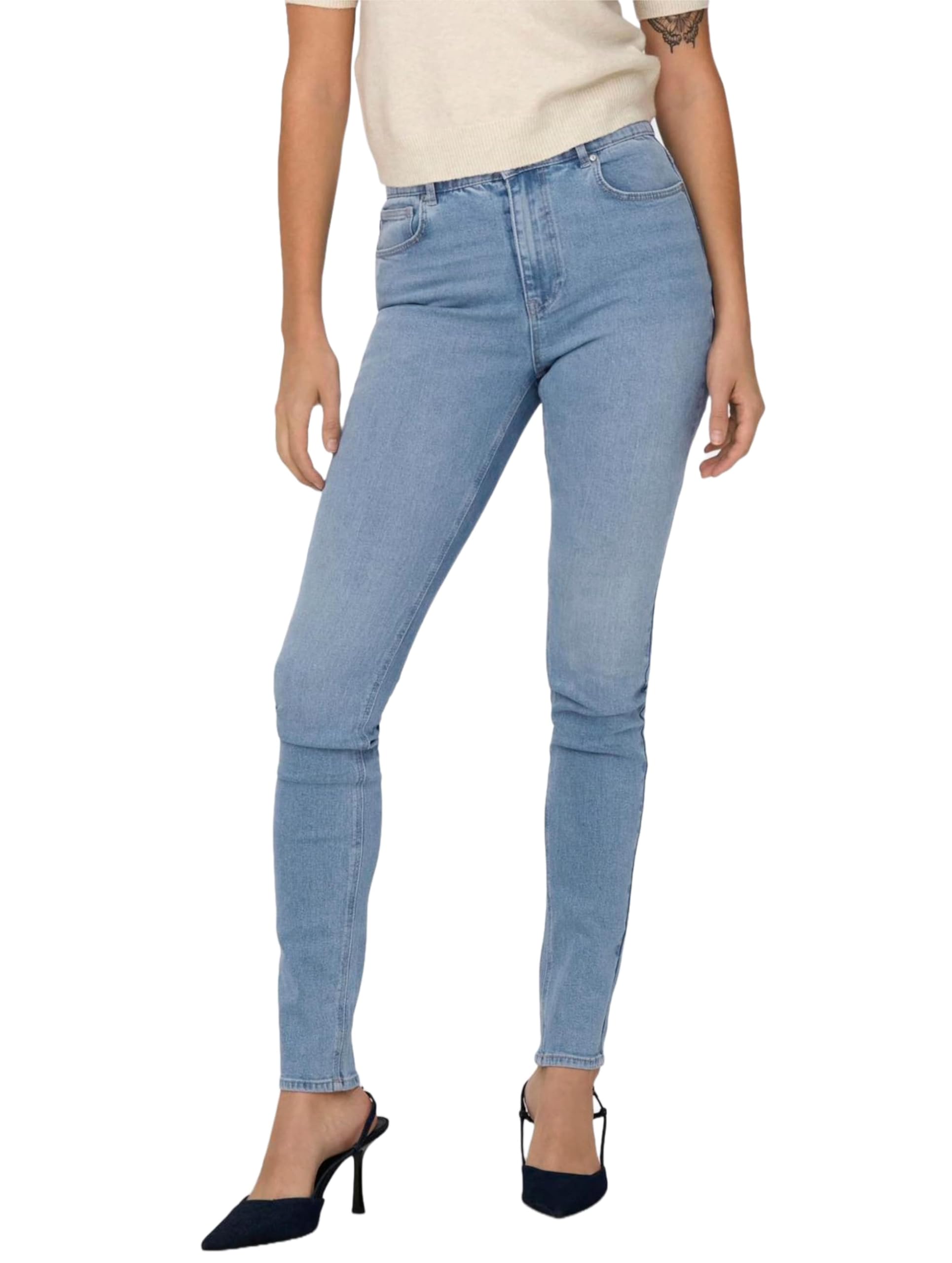 Only Onldruna Hw Skinny Dnm Pimbox Vaqueros, Denim Light Medium Blue Denim, 33W / 32L para Mujer