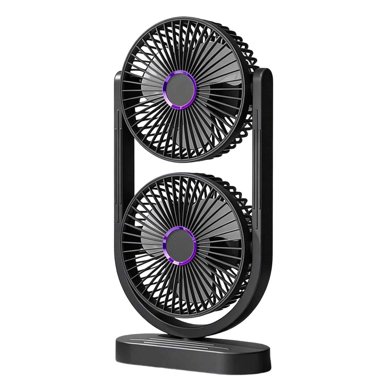 Ventilador de Mesa Silencioso Doble cabezal recargable refrescante y | ventilador de sobremesa para verano y refrigeración de escritorio para apartamento dormitorio salón cocina oficina