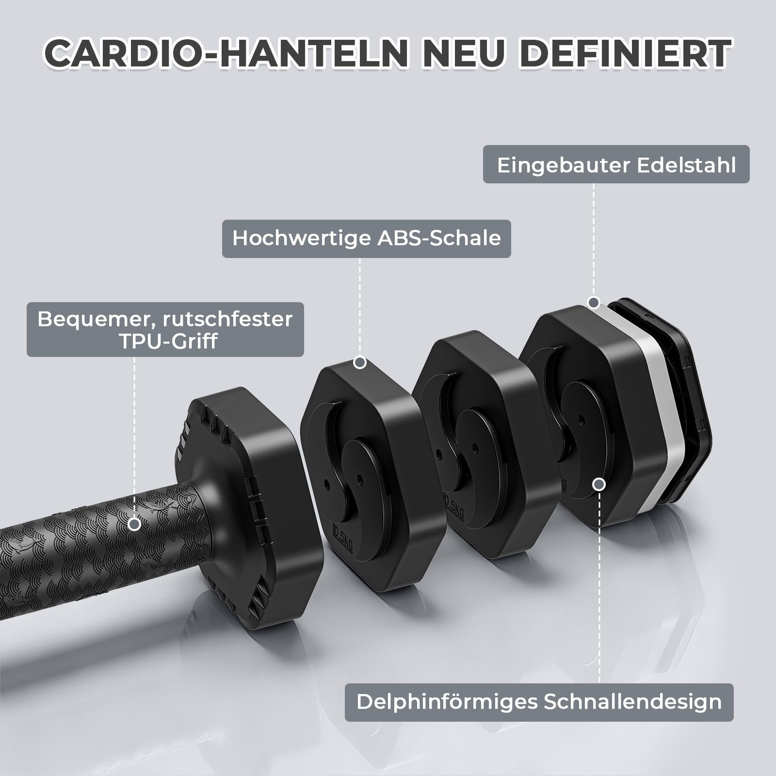 Dripex Hanteln Set 2,5kgx2 und 5kgx2 oder 7,5kgx2, Verstellbare 6 Hantelplatten mit Einem Gewicht von 0,25 kg oder 0,5 kg oder 0,75 kg für Frauen und Männer für Home Gym