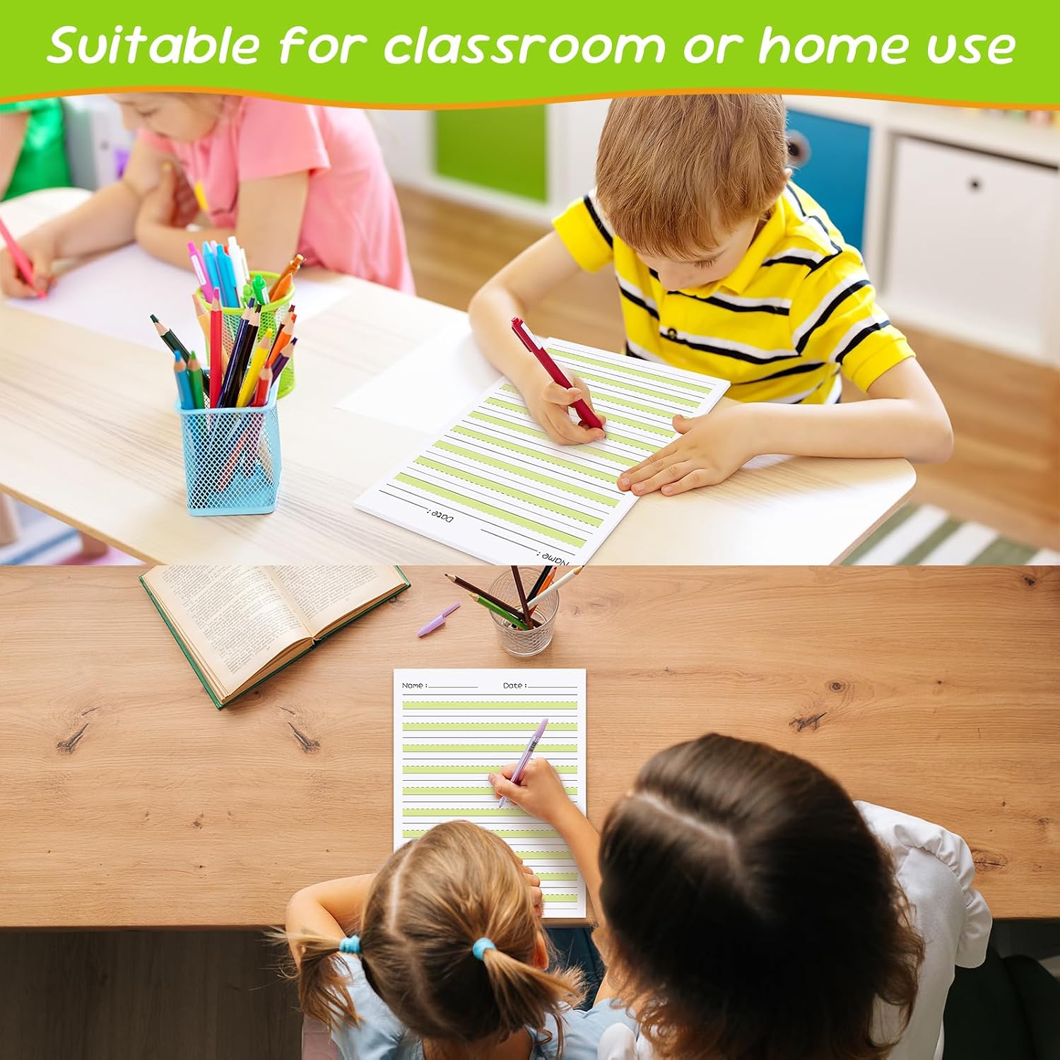 zmybcpack 2 Pack 8.5" x 11" Highlighted Write Beginner Paper for Kids image 4