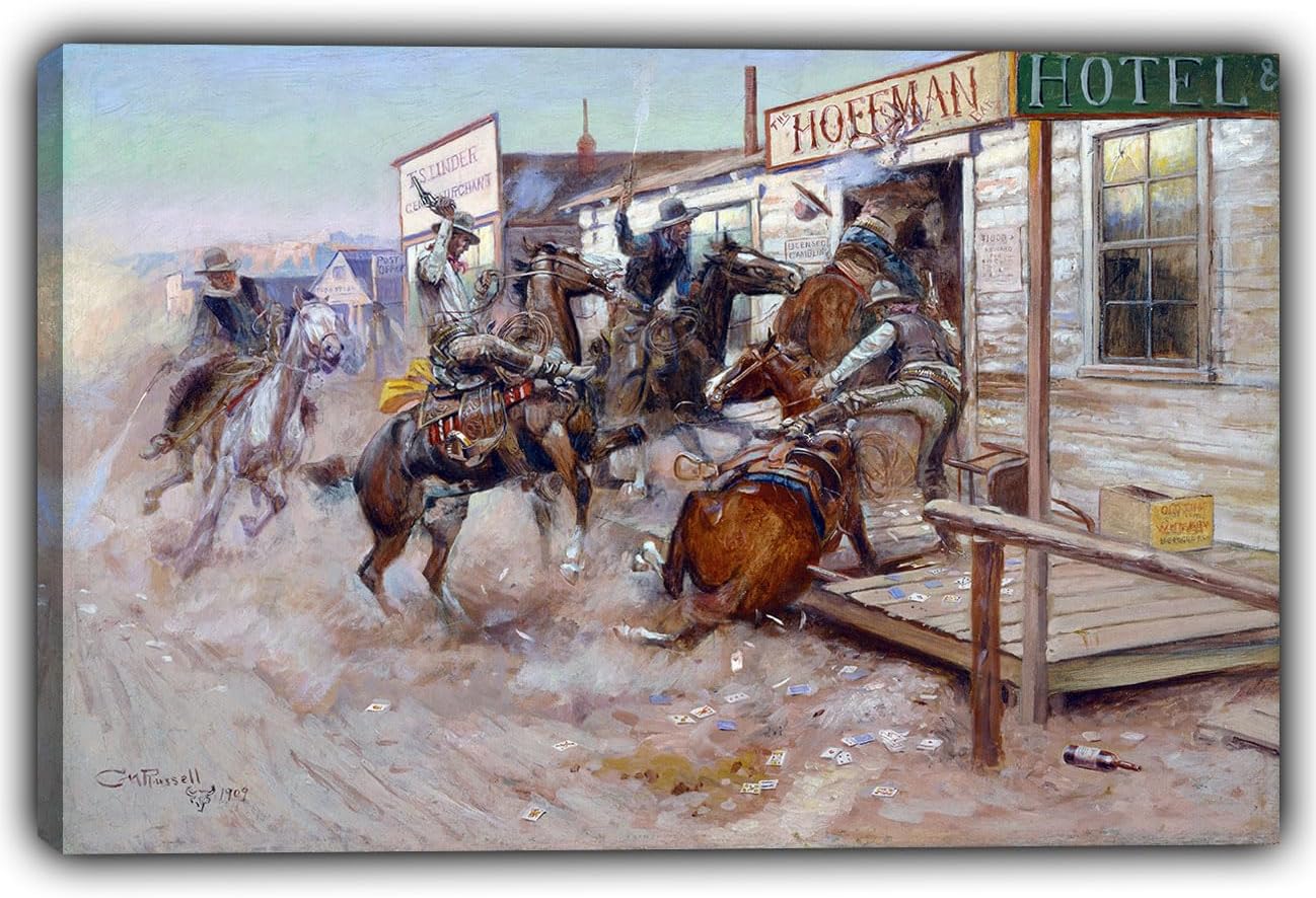 Charles Marion Russell In Without Knocking Giclee Canvas Print, Stretched, Ready to Hang, Wall Art (16x24 Inches(40x60cm))