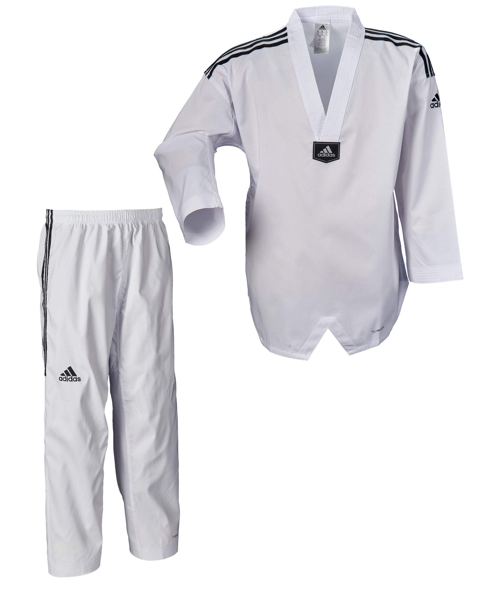 adidas Taekwondoanzug, adi Fighter Eco mit Streifen, weißes Revers (170)