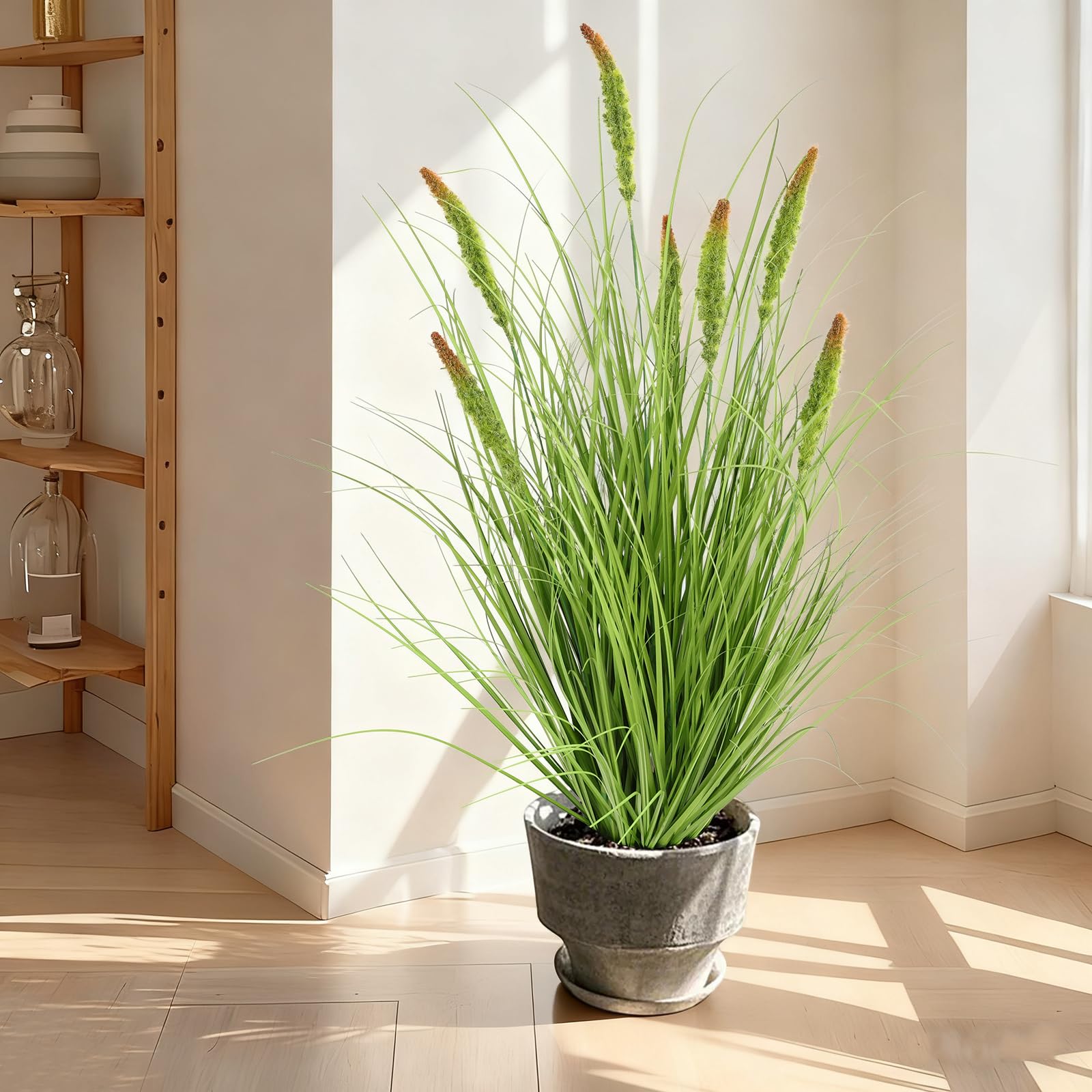 Sztuczna trawa ogonowa w doniczce, sztuczna roślina o wysokości 90 cm, realistyczna trawa dekoracyjna do salonu, biura, na balkon