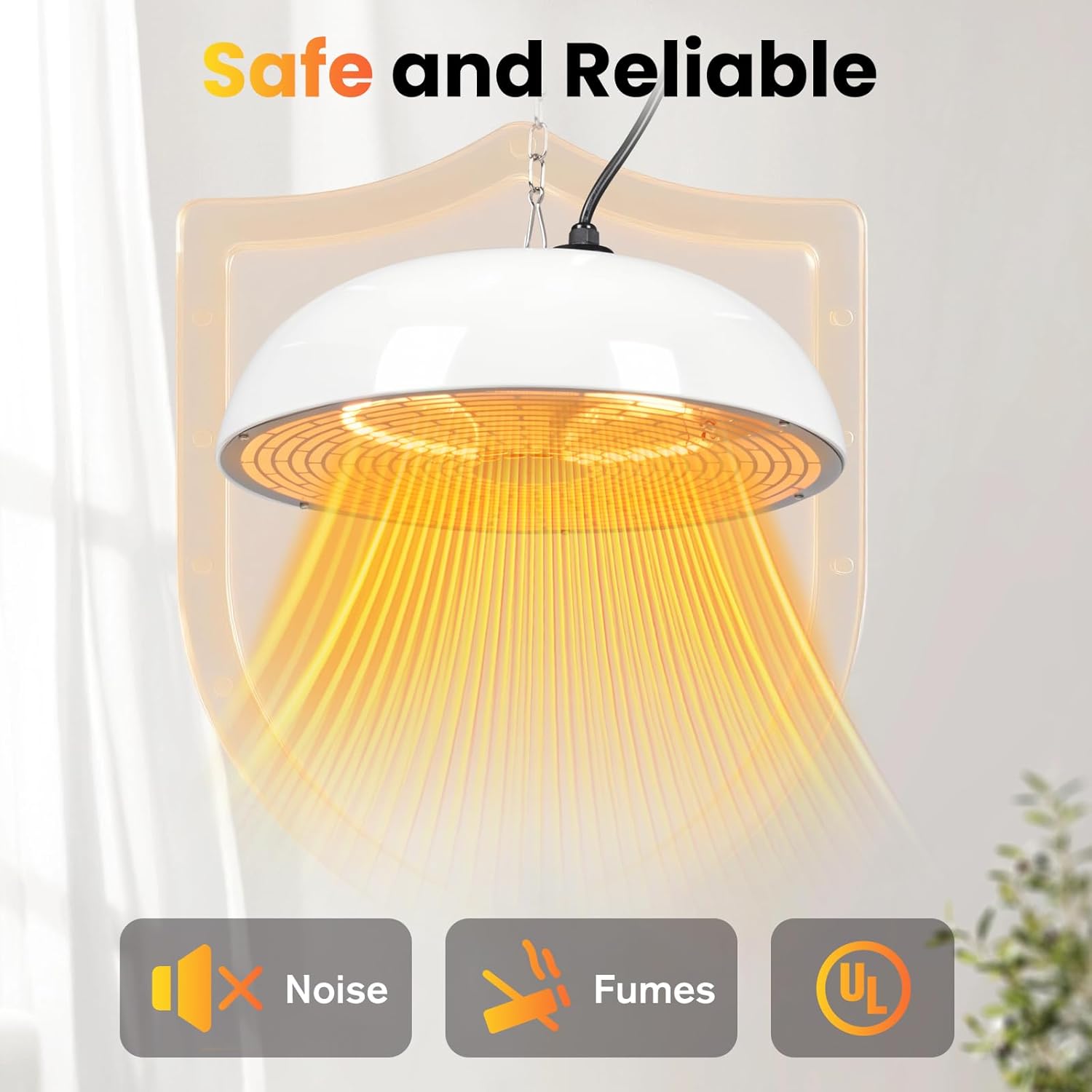 1500W Electric Hanging Patio Heater, 3S Instant Heat, Ceiling-Mounted Outdoor Heater with Quiet Operation, Overheat Protection, IP55 Waterproof for Patio, Balcony & Garage,white