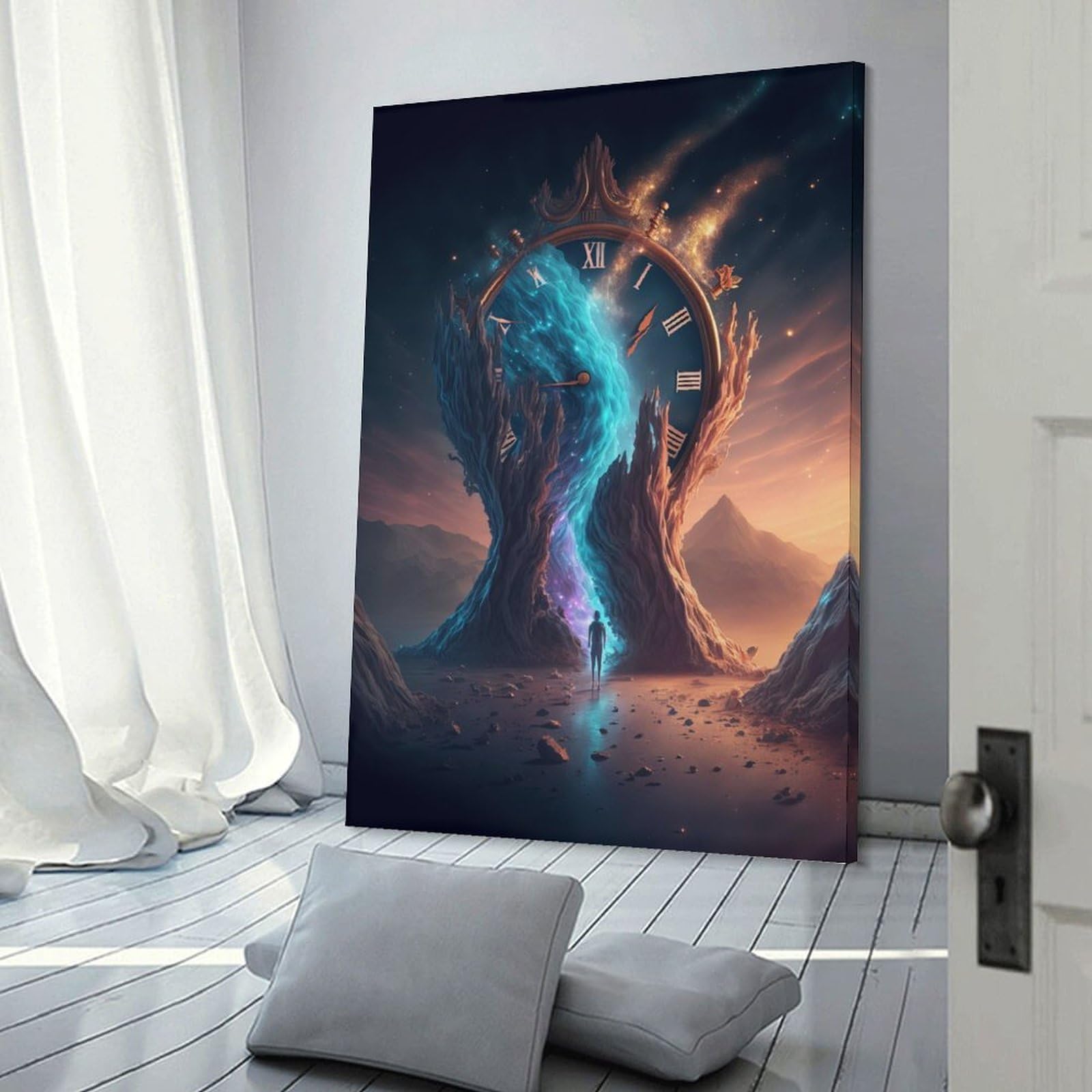 Junmoney Time Decorative Canvas Print 24x36inch(60x90cm), for Gallery Wall Layouts in Home Or Office, Home Wall Art for Statement Displays