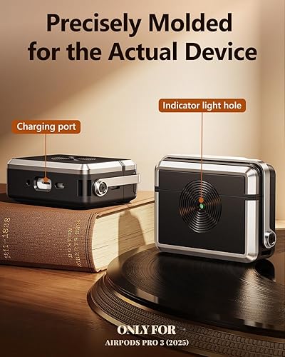 Miniatura 5 de OATSBASF Funda para AirPods Pro 3, funda para tocadiscos retro compatible con AirPods Pro de 3 generación (2025), cubierta de protección completa