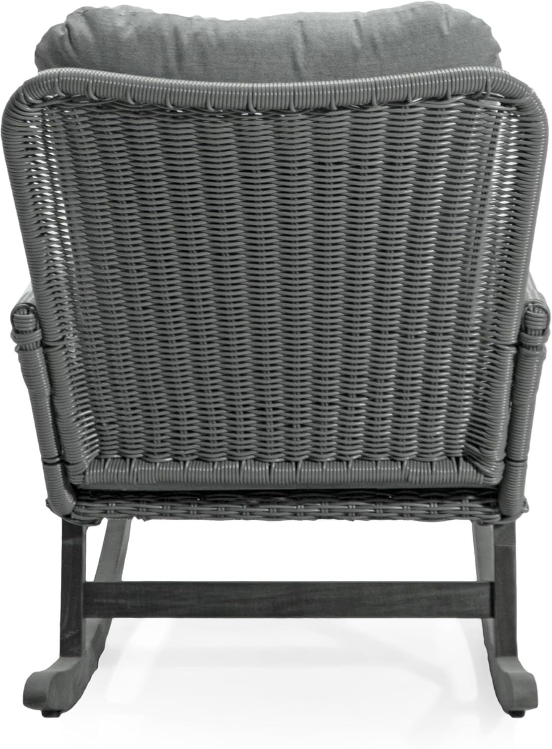 Set of 2 Contemporary Minimalist Beige Wicker Rocking Chair with Soft Polyester Cushions and Durable Wooden Frame, Perfect for Indoor and Outdoor Spaces Like Patio, Balcony, or Living Room (Gray)
