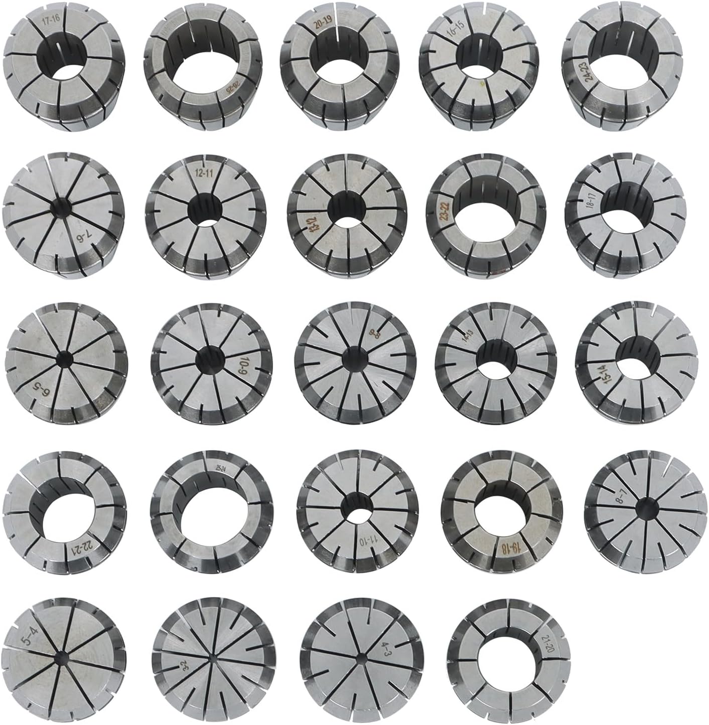 waltyotur 24Pcs ER40 Collet Sets Collet Chuck 3-25 mm Workholding Collets Replacement for Milling 40CR