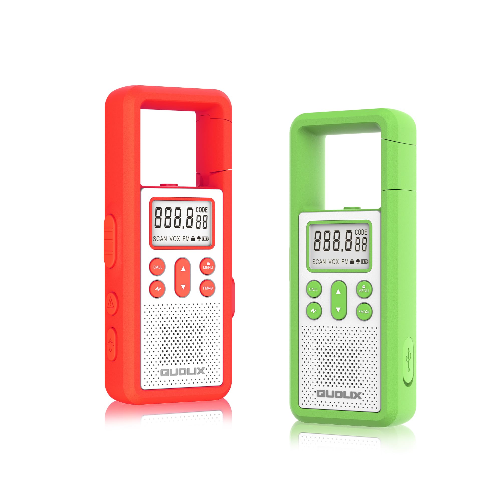 Walkie Talkie,with FM/NOAA, Weather Alert, LED Flashlight-USB Charging,Flashlight for Field, Survival Biking Hiking Camping(Green Orange)